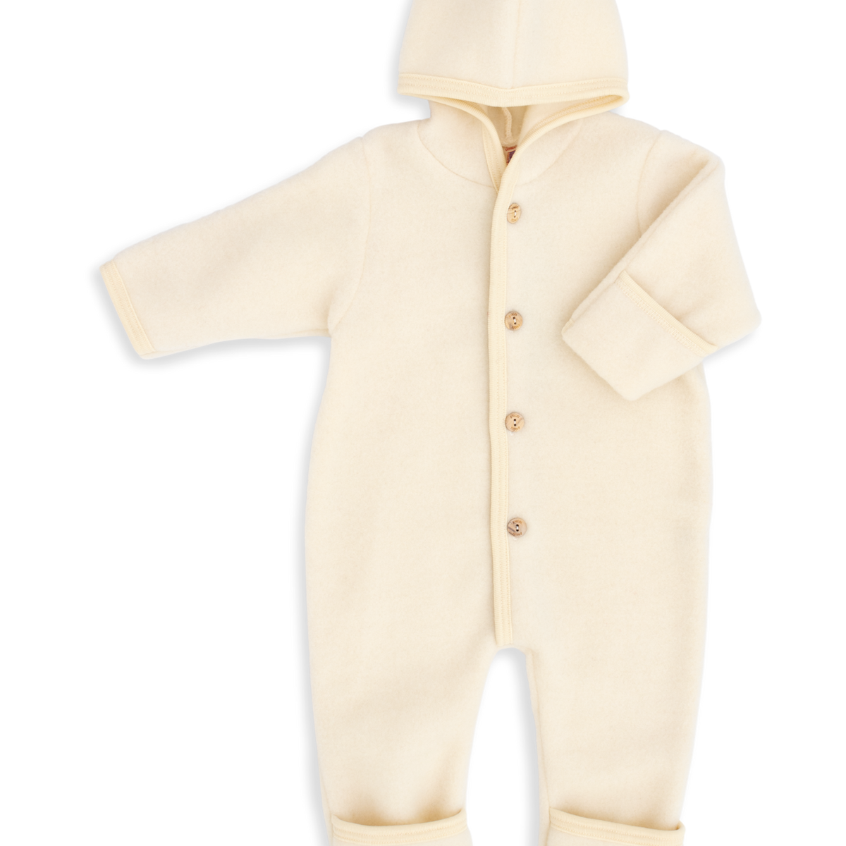 Baby-Overall mit Kapuze, mit Umschlägen an den Beinen
