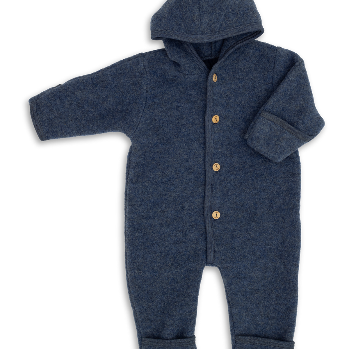 Baby-Overall mit Kapuze, mit Umschlägen an den Beinen