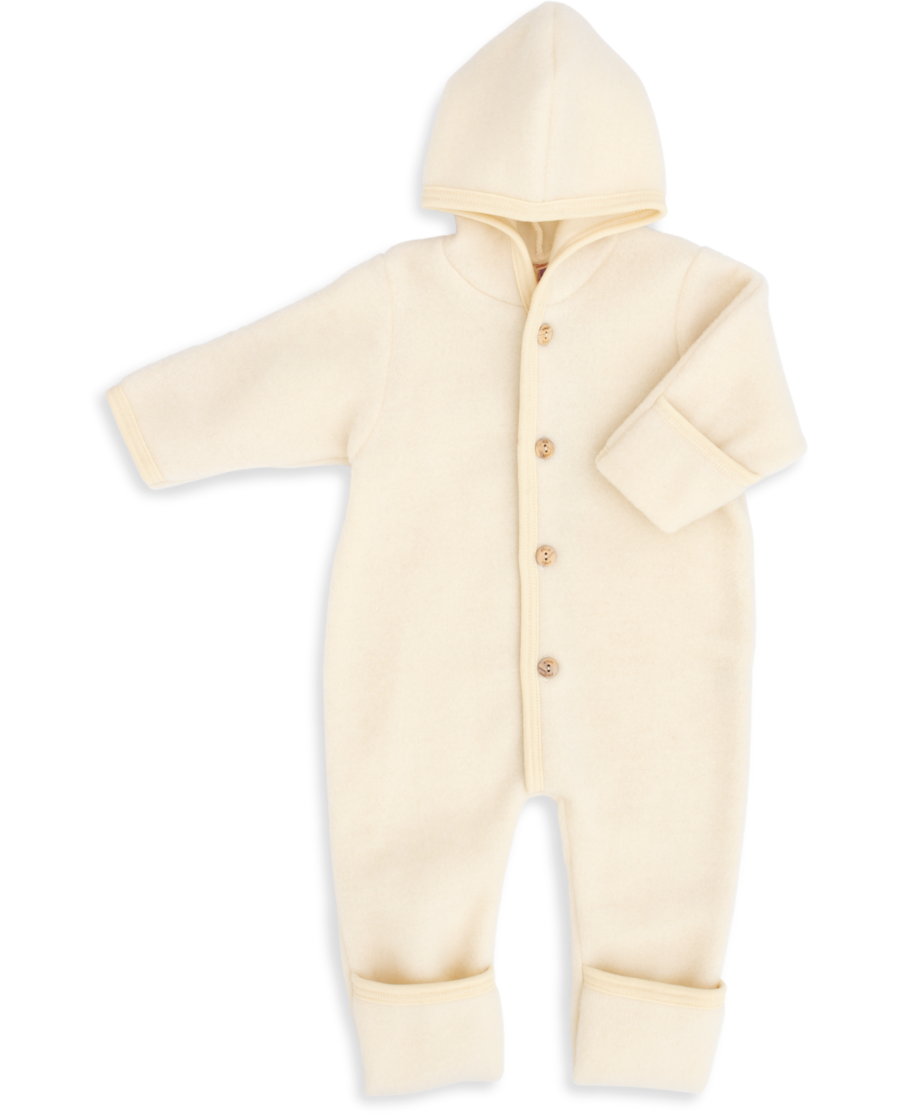 Baby-Overall mit Kapuze, mit Umschlägen an den Beinen