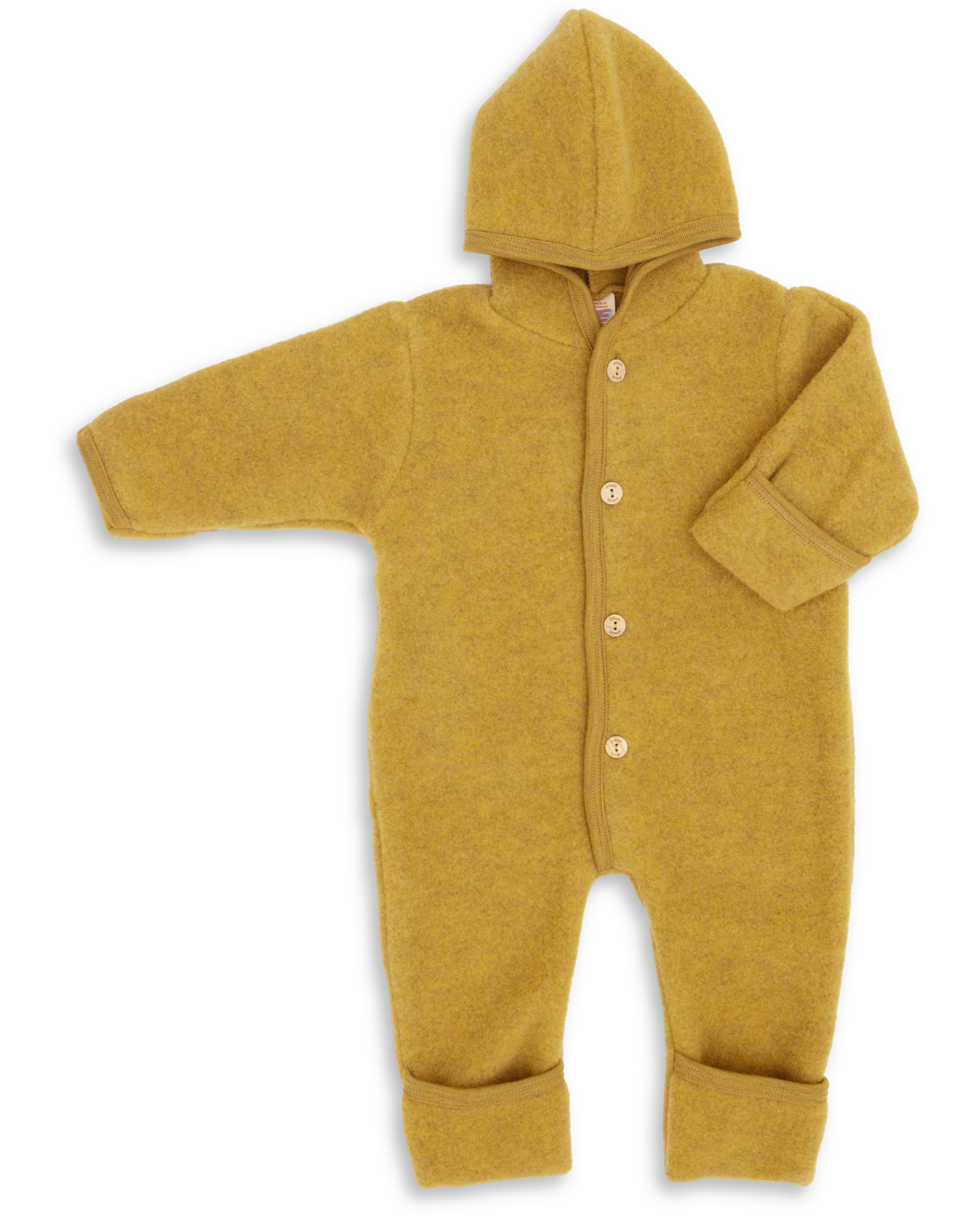 Baby-Overall mit Kapuze, mit Umschlägen an den Beinen