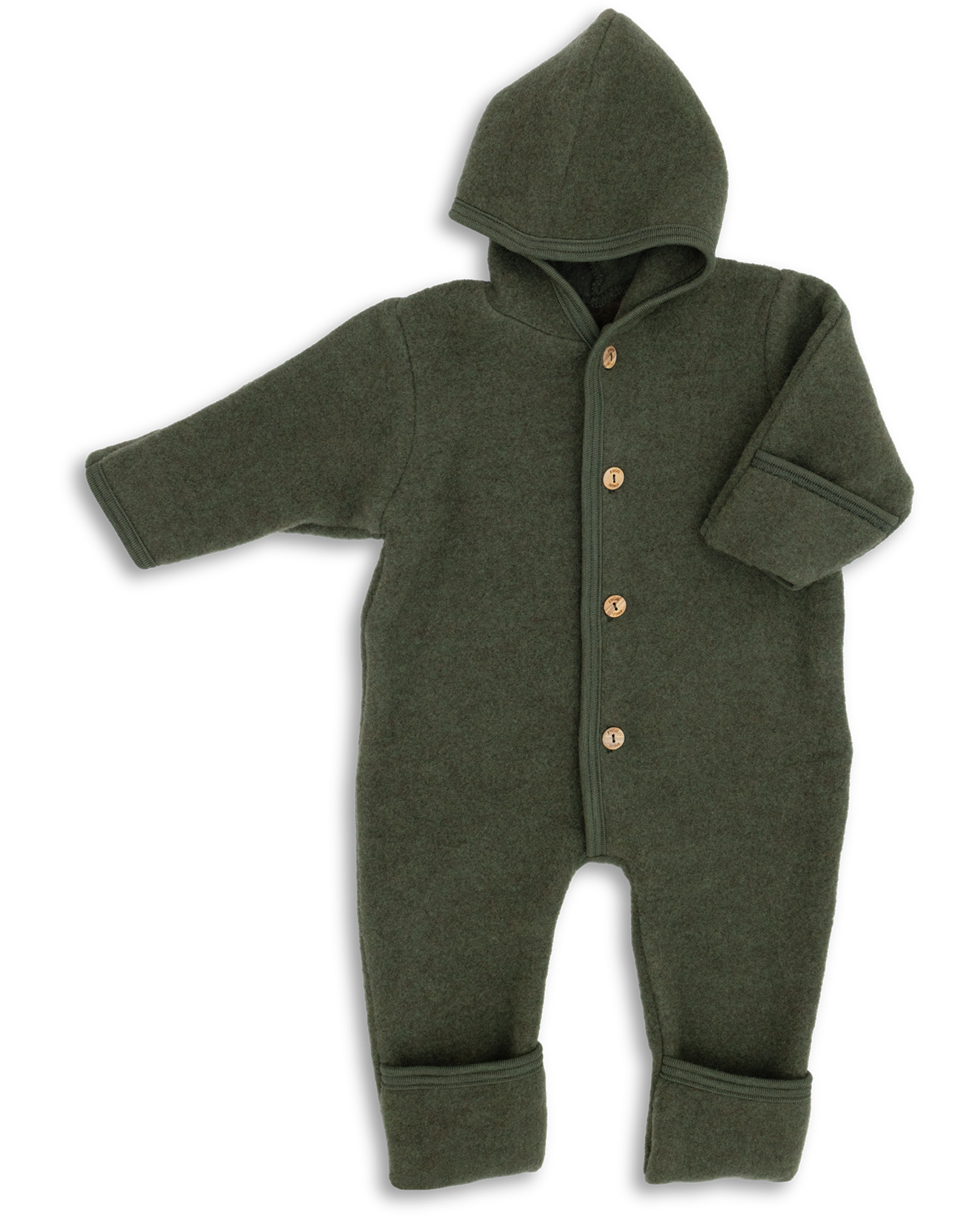 Baby-Overall mit Kapuze, mit Umschlägen an den Beinen
