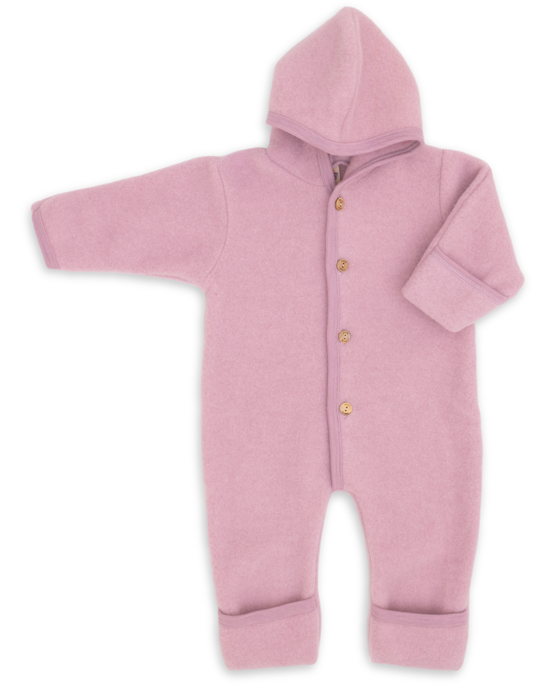 Baby-Overall mit Kapuze, mit Umschlägen an den Beinen