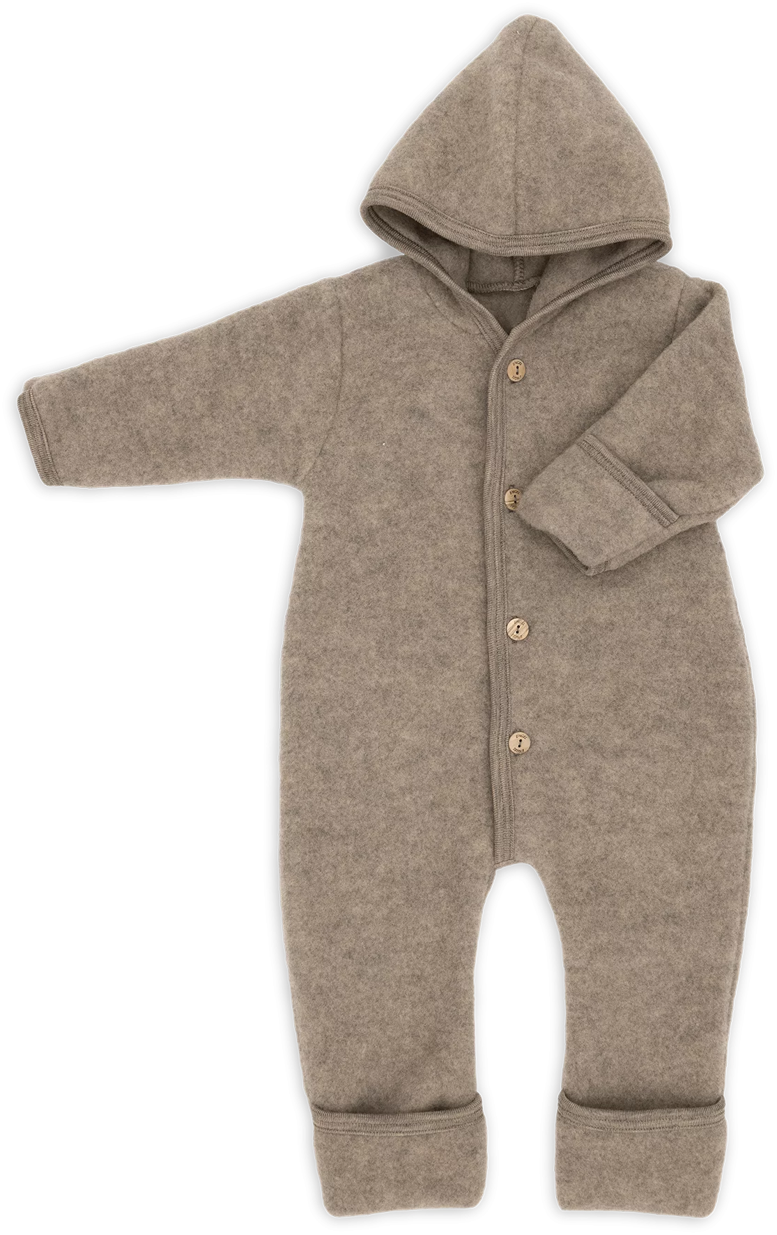 Baby-Overall mit Kapuze, mit Umschlägen an den Beinen