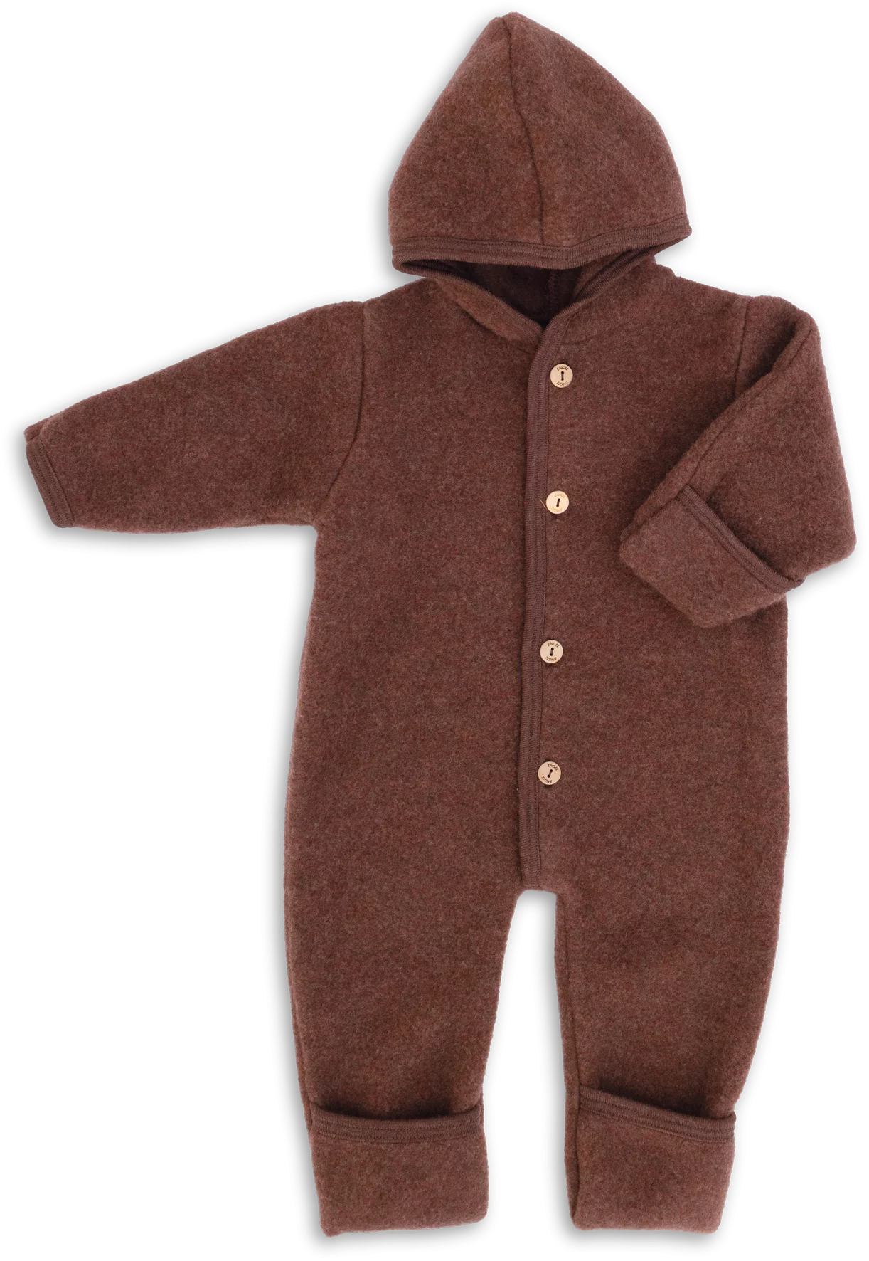 Baby-Overall mit Kapuze, mit Umschlägen an den Beinen