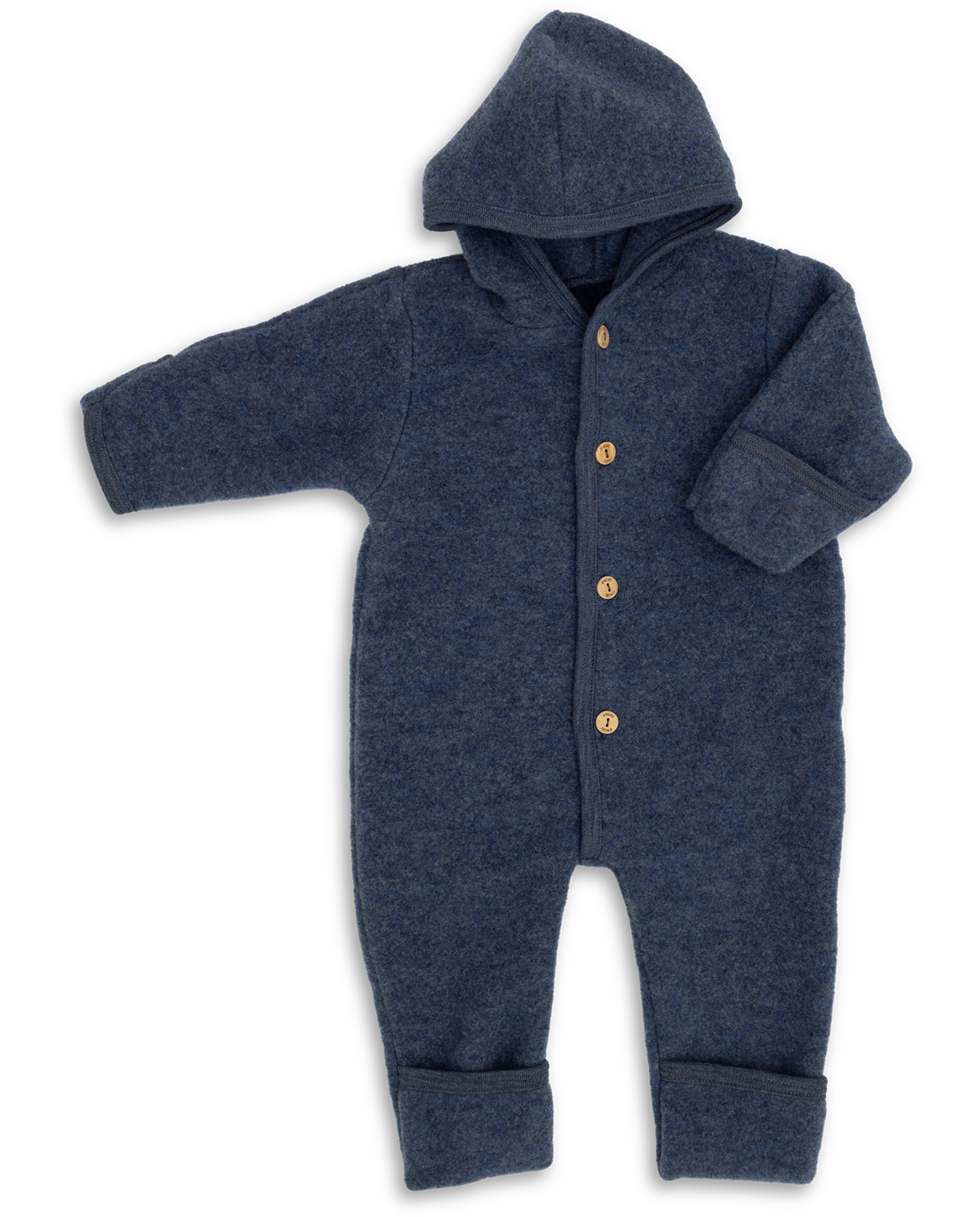 Baby-Overall mit Kapuze, mit Umschlägen an den Beinen
