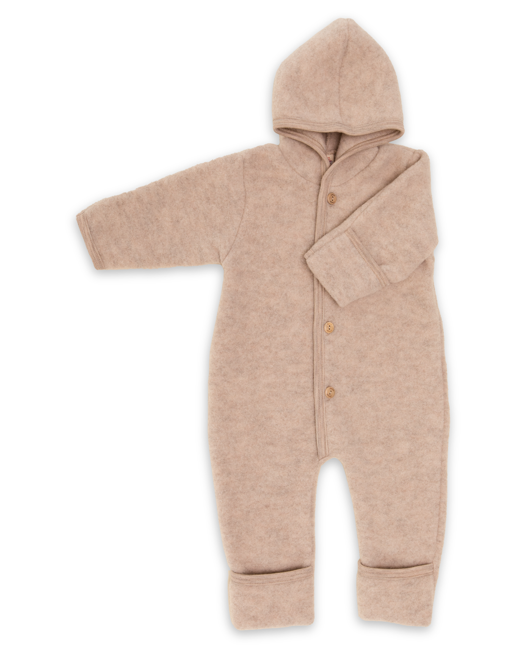 Baby-Overall mit Kapuze, mit Umschlägen an den Beinen