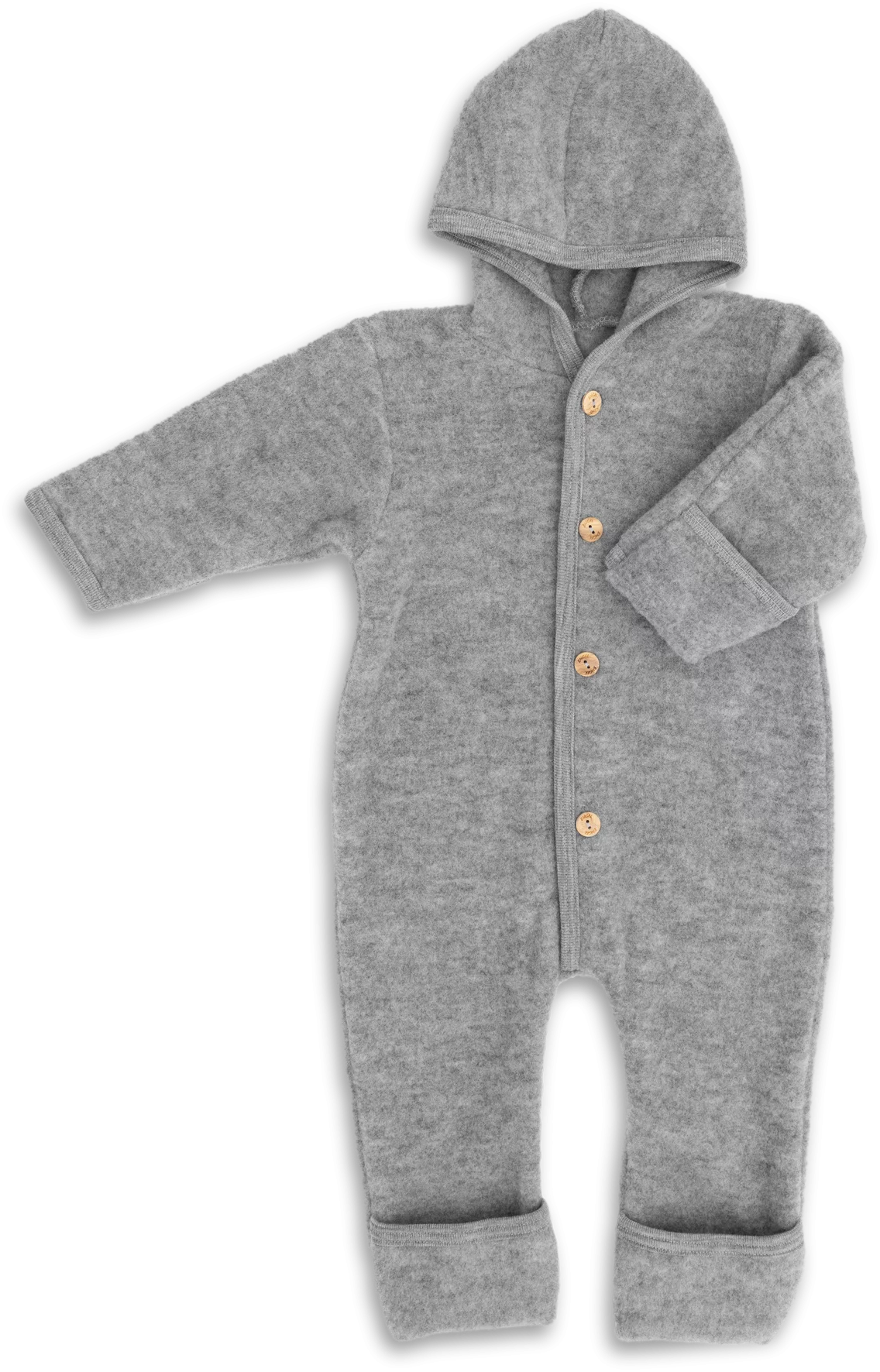 Baby-Overall mit Kapuze, mit Umschlägen an den Beinen